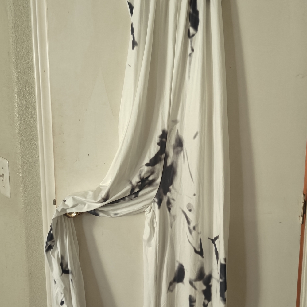 White and Black Tie-Dye Jumper And Solid Black Elegant Jumper With Open Back